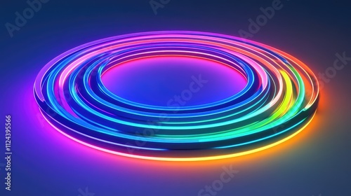 Vibrant Colorful Rings with Neon Glow in Abstract Digital Art photo