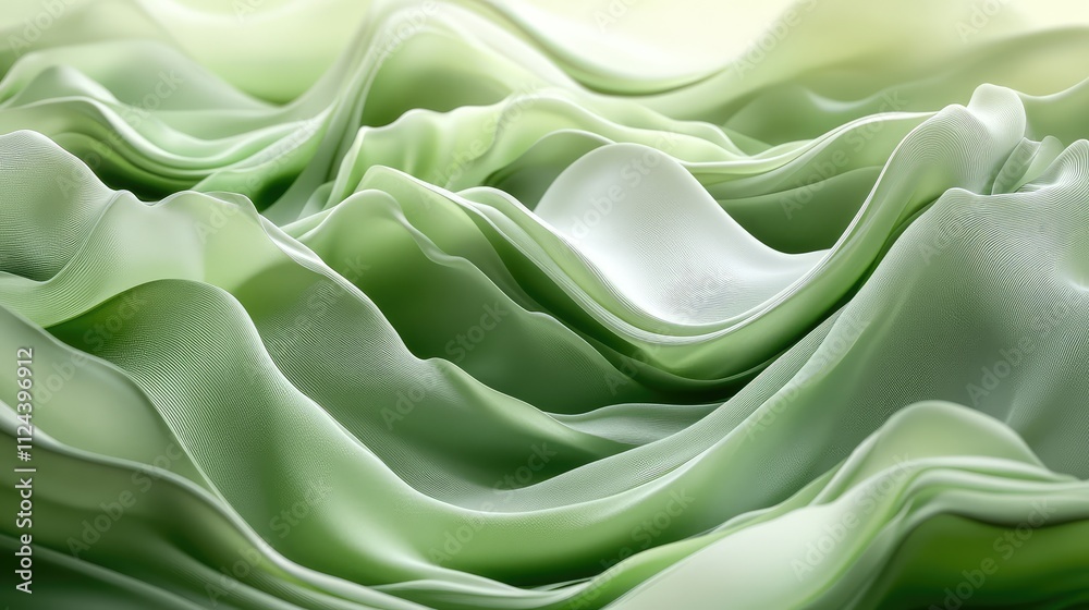 Soft Green Fabric Waves Creating Elegant Textures and Patterns Soft Green Fabric Waves Creating Elegant Textures and Patterns