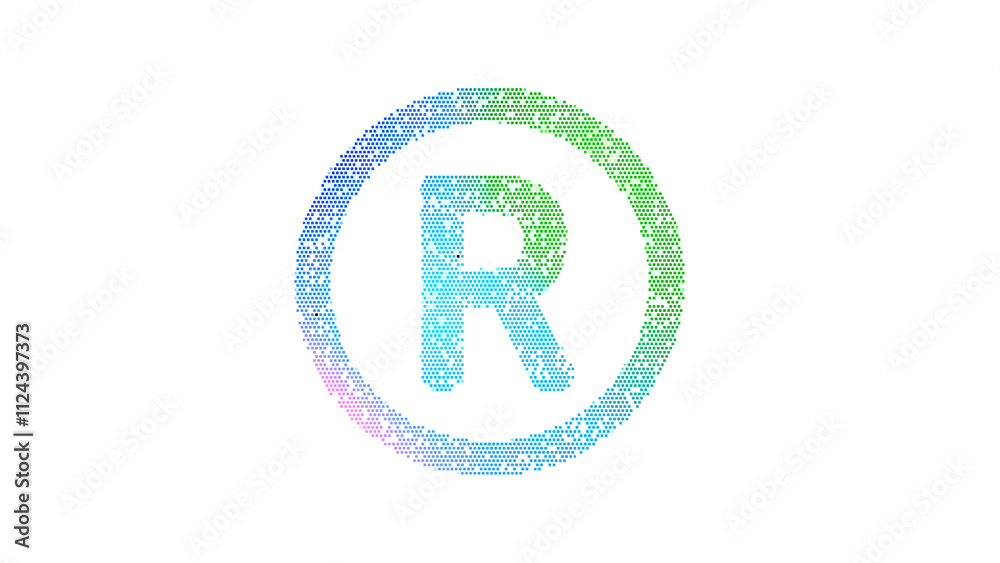Icon registered is made up of LED square shapes. There are bright diodes and there are black dead diodes