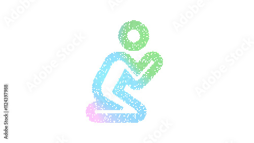 Icon pray is made up of LED square shapes. There are bright diodes and there are black dead diodes