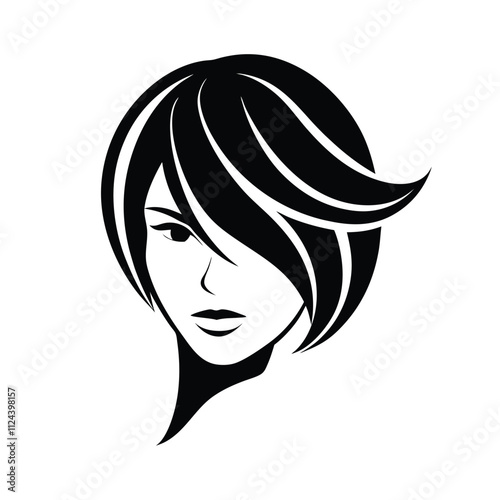 Women hair style asymmetrical cut silhouette