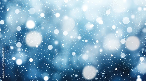 Soft Blue Background with Snowflakes and Bokeh Light Effects