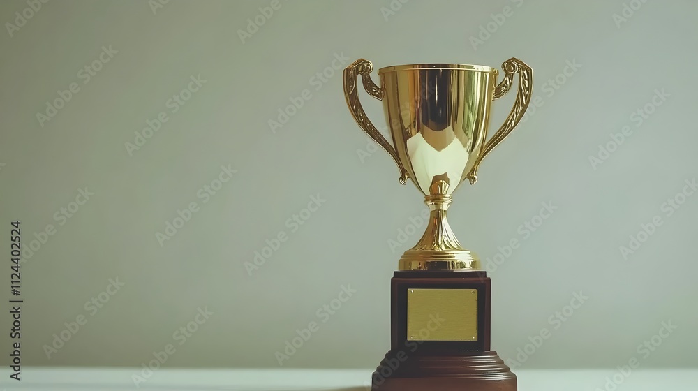 Gleaming Golden Trophy Representing Success Achievement and Victory in a Competition Gleaming Golden Trophy Representing Success Achievement and Victory in a Competition