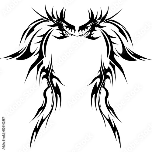 tribal dragon tattoo design illustration