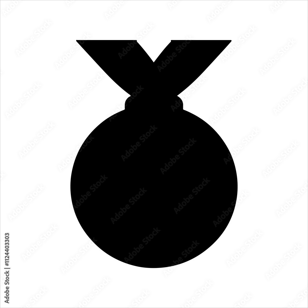Gold medal silhouette vector illustration on white background Gold medal silhouette vector illustration on white background