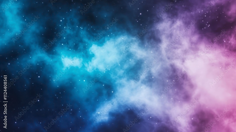 Naklejka premium Cosmic Nebula Purple Blue Starry Night Sky Background