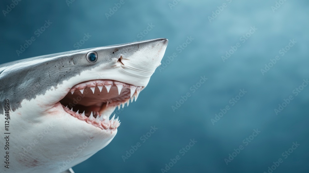 Obraz premium Great White Shark Closeup Ocean Predator Jaws Marine Life Wildlife
