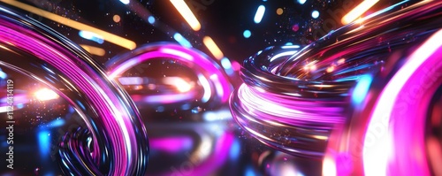 Vibrant Abstract Digital Art with Colorful Swirls and Light Trails