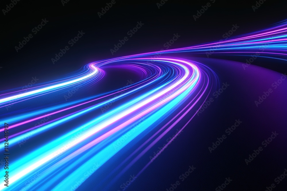 Vivid neon light waves on dark background, dynamic motion Vivid neon light waves on dark background, dynamic motion