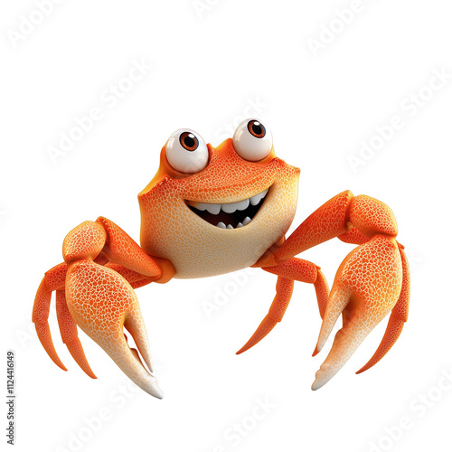 3D rendering icon crab illustration PNG. cartoon minimal style on transparent isolated background.