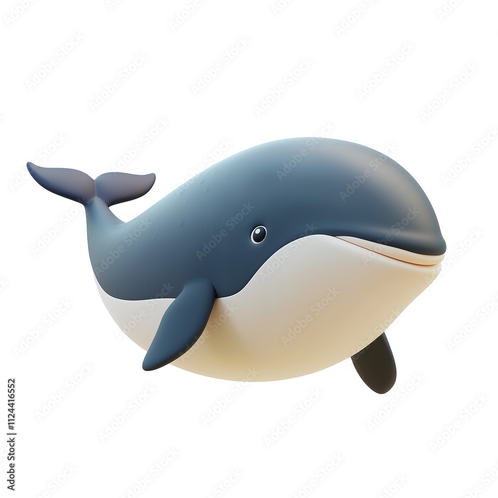 Obraz premium 3D rendering icon whale illustration PNG. cartoon minimal style on transparent isolated background.