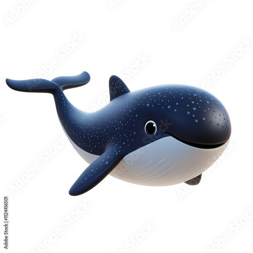 3D rendering icon whale illustration PNG. cartoon minimal style on transparent isolated background.