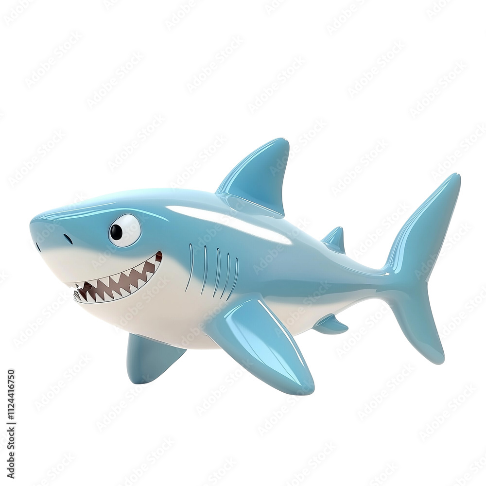 Obraz premium 3D rendering icon shark illustration PNG. cartoon minimal style on transparent isolated background.