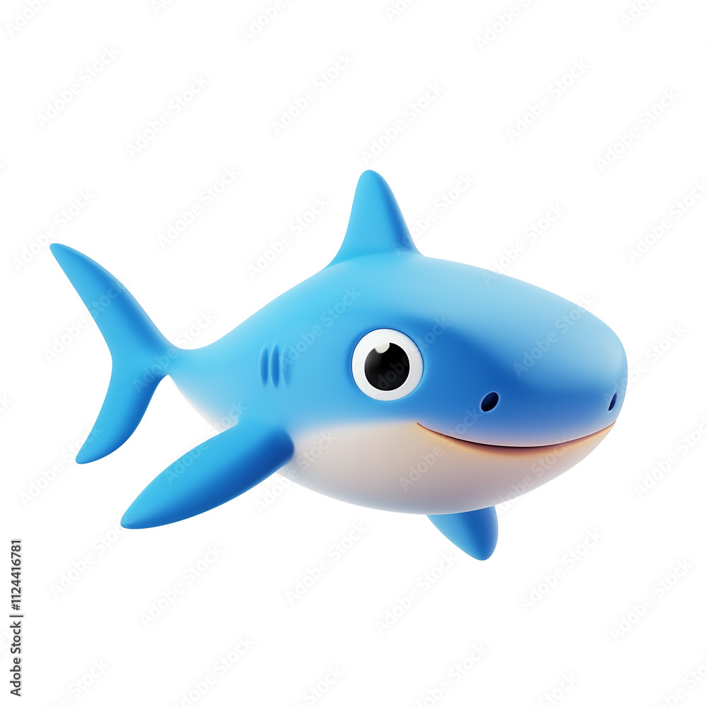 Obraz premium 3D rendering icon shark illustration PNG. cartoon minimal style on transparent isolated background.