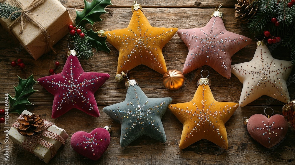 Handmade star ornaments with pinecones and gifts for cozy holiday decor Handmade star ornaments with pinecones and gifts for cozy holiday decor
