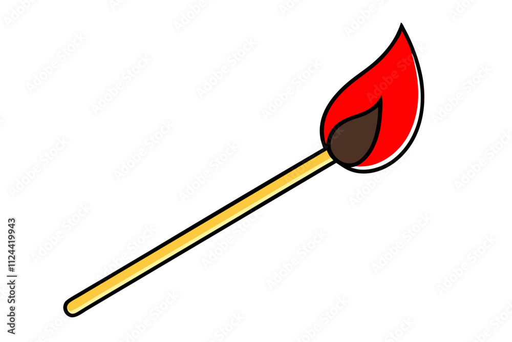 Close-Up of a Red Matchstick Icon - Fire and Safety Symbol Close-Up of a Red Matchstick Icon - Fire and Safety Symbol