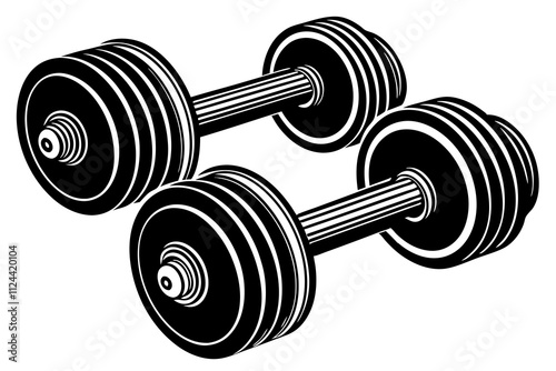 Pair of Dumbbells Isolated on White Background for Fitness and Exercise