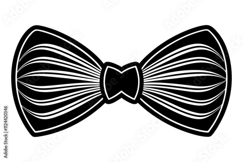 Single Bow Tie Pasta Silhouette Vector Illustration on White Background.