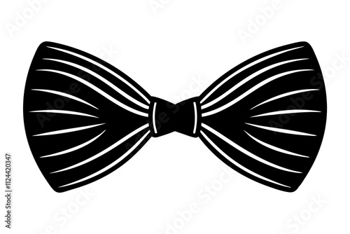 Single Bow Tie Pasta Silhouette Vector Illustration on White Background.