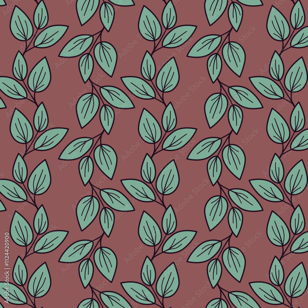 Hand drawn floral pattern vector design. Simple ornament with plant and leaf. Hand drawn floral pattern vector design. Simple ornament with plant and leaf.