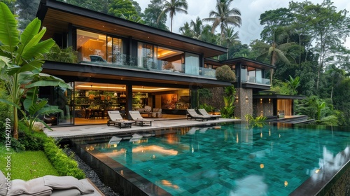 Wallpaper Mural Luxurious modern villa with infinity pool nestled in lush tropical greenery. Torontodigital.ca