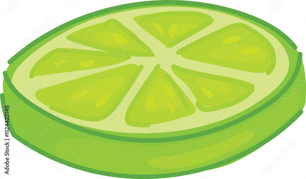 Sliced green lime illustration with segments. Sliced green lime illustration with segments.