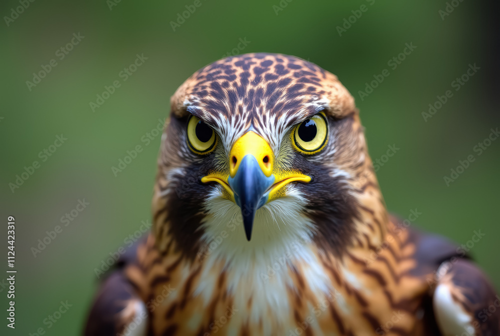 A close-up of a bird of prey with yellow eyes A close-up of a bird of prey with yellow eyes