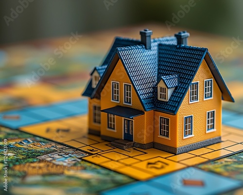 Wallpaper Mural Miniature House on Monopoly Board Strategic Property Investment Game Torontodigital.ca