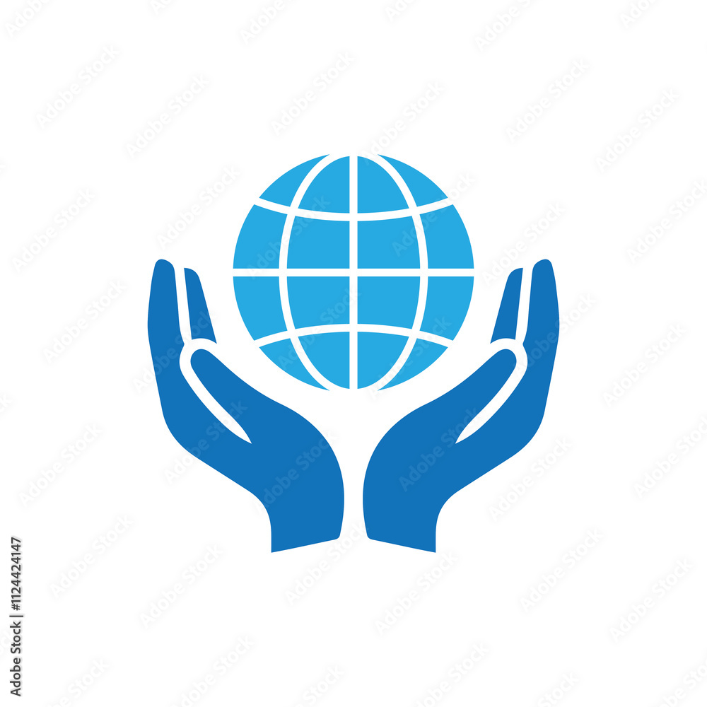 Hands Holding a Globe icon illustration flat Hands Holding a Globe icon illustration flat