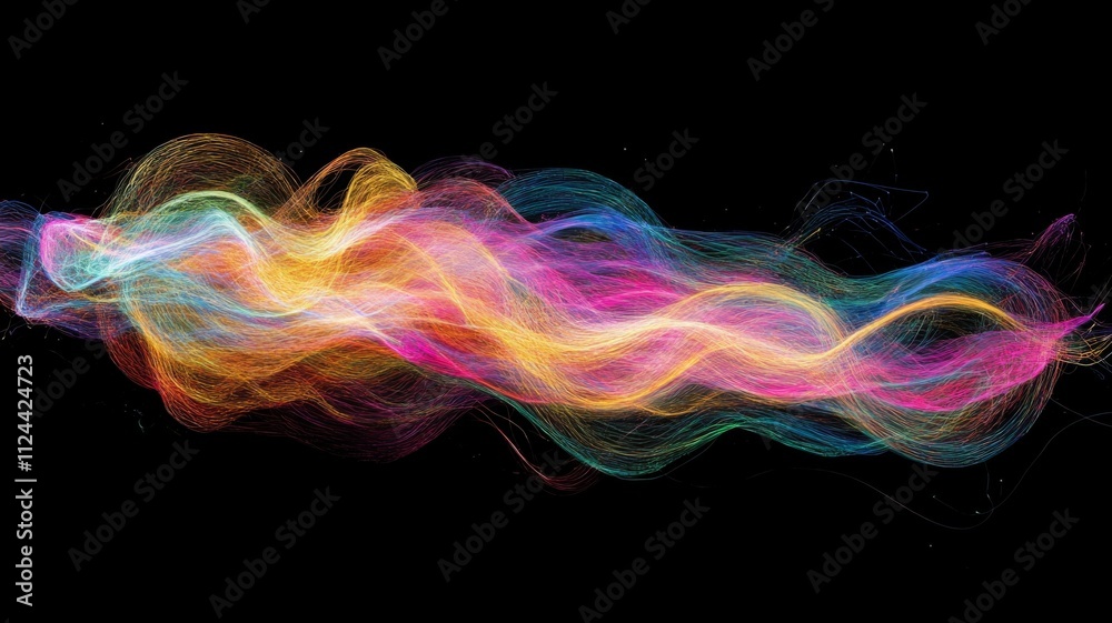 Obraz premium Abstract Colorful Wavy Lines Against a Black Background