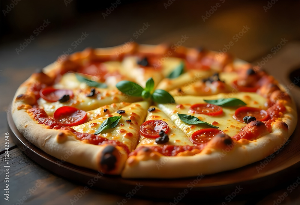 Delicious meal of pizza ready to be served as a delicious and nutritious dinner ai generated Delicious meal of pizza ready to be served as a delicious and nutritious dinner ai generated