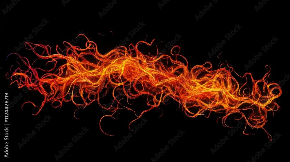 Fiery tendrils of bright orange and crimso Fiery tendrils of bright orange and crimso