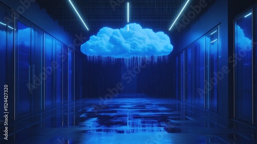 Futuristic cloud installation digital gallery visual art urban environment contemporary viewpoint photo