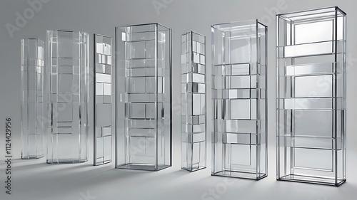 Glass Modular Shelving Units Modern Design Display