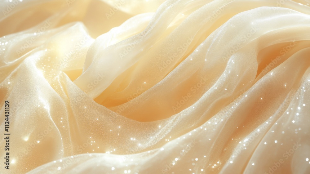 Shimmering Gold and White Fabric Draped in Soft Folds Shimmering Gold and White Fabric Draped in Soft Folds