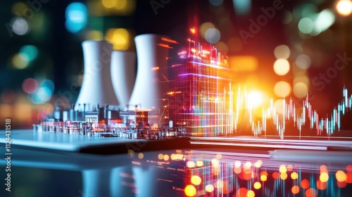 Energy Infrastructure with Digital Data Visualization at Night