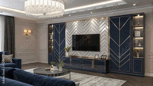 Charcoal wood panel TV wall with antique brass accents, Rustic charcoal and brass decor

