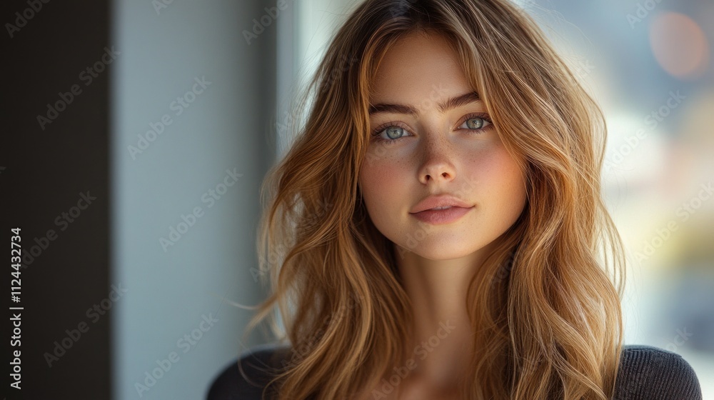 Naklejka premium Confident Businesswoman Smiling in Professional Attire on Clean White Background