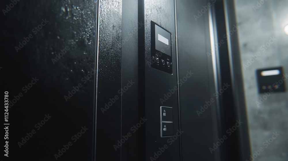 Sleek and Modern Elevator Buttons in a Dark Environment Sleek and Modern Elevator Buttons in a Dark Environment