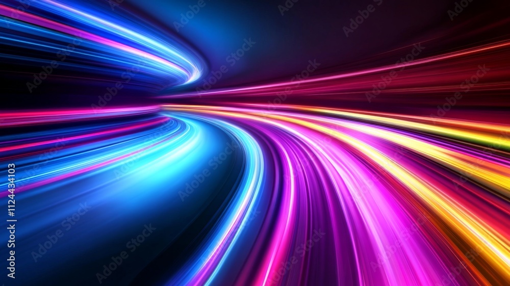 Abstract Swirling Lines of Neon Light in Vibrant Colors Abstract Swirling Lines of Neon Light in Vibrant Colors
