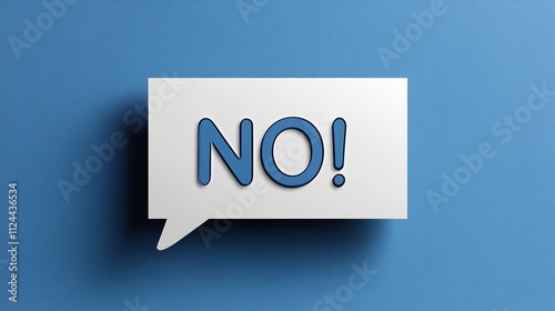 No Negative Response Speech Bubble Reject Disagreement Refusal Emotion Sign Concept Blue Background