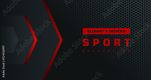 Modern sport background. Vector black background with arrows and metal pattern decoration. Creative geometric background.
