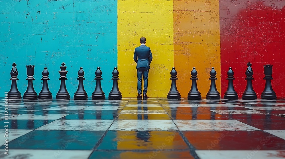 Obraz premium Corporate Chess Match CEO Making a Decisive Move in Business Strategy
