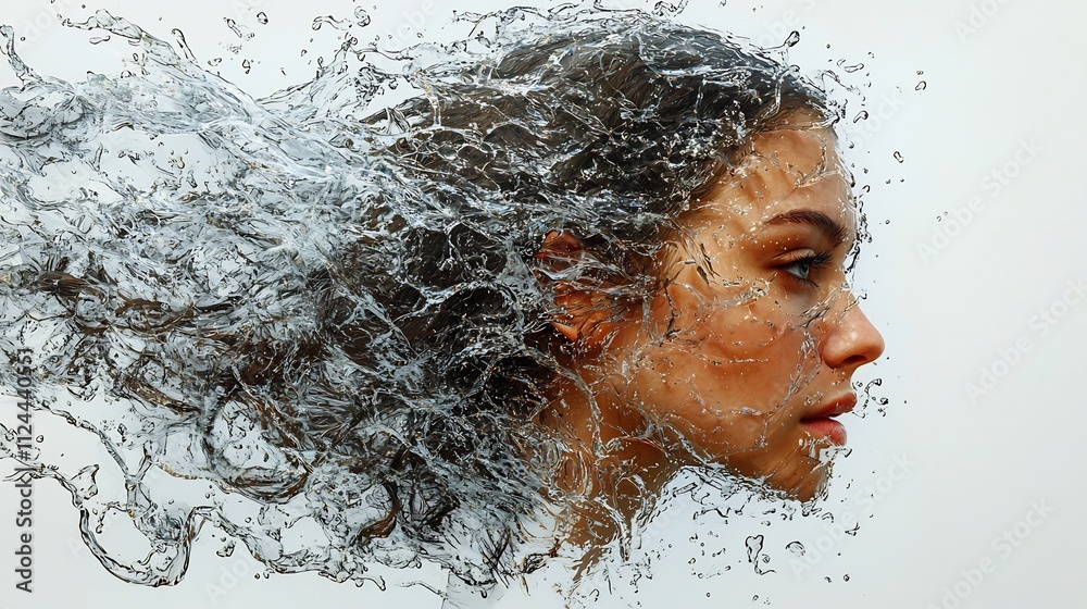 Serene Fluid Portrait of a Woman Symbolizing Peace and Fluidity Serene Fluid Portrait of a Woman Symbolizing Peace and Fluidity