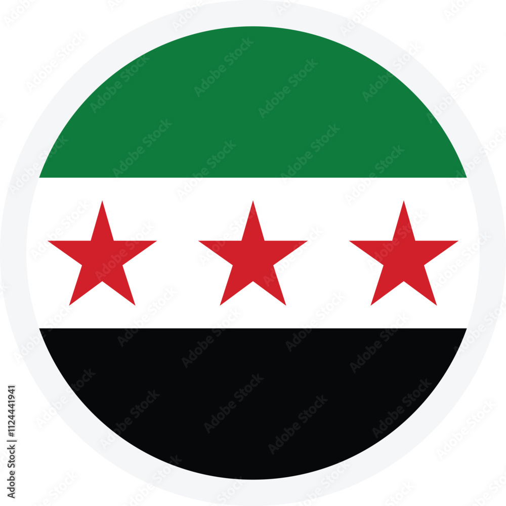 Flag of Syria. Flat round icon on transparent background