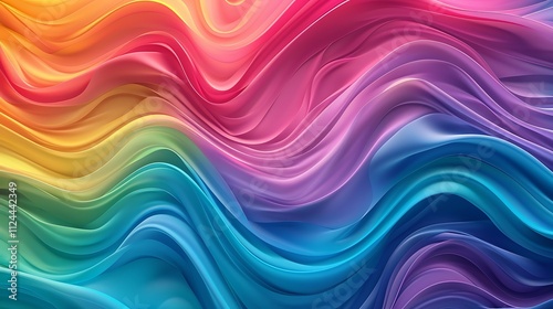 A vibrant, wavy background with swirling rainbow colors flowing in smooth waves.