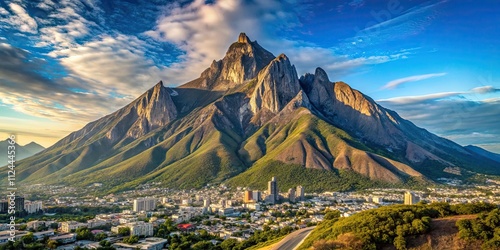 Iconic mountain in Monterrey, Mexico with distinct saddle-shaped peak , Monterrey, Nuevo Le?n, Cerro de la Silla