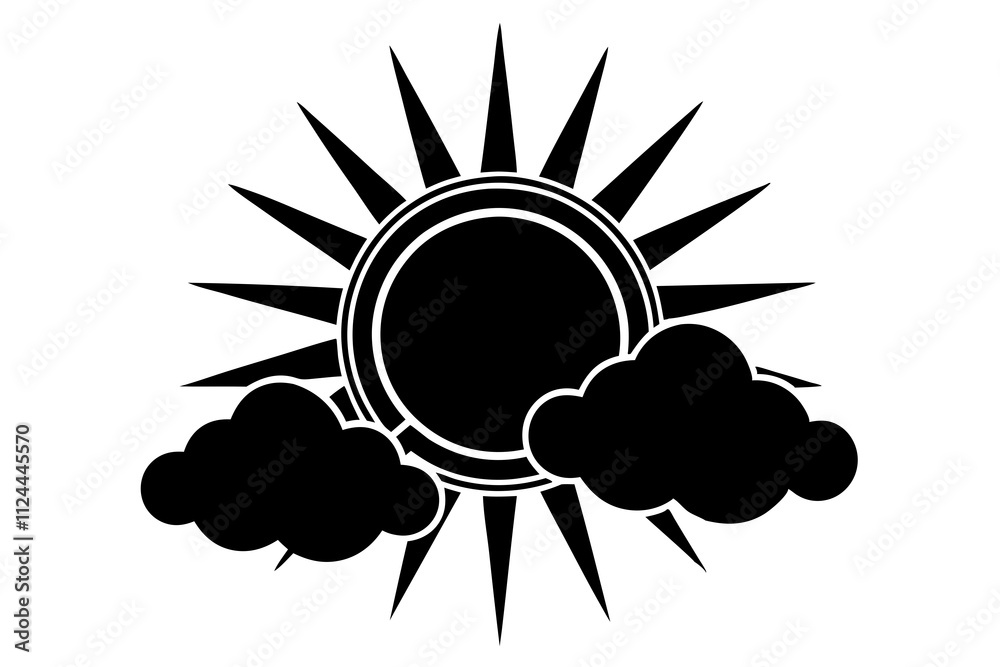 Sun and Clouds Minimalist Vector Illustration for Printable Designs Sun and Clouds Minimalist Vector Illustration for Printable Designs