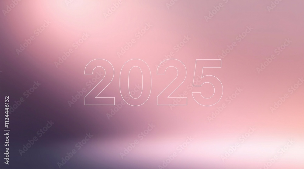 Smooth gradient transition. Gentle soft light, number 2025 on futuristic background. Diffused shadows, subtle illumination, seamless color blending Smooth gradient transition. Gentle soft light, number 2025 on futuristic background. Diffused shadows, subtle illumination, seamless color blending
