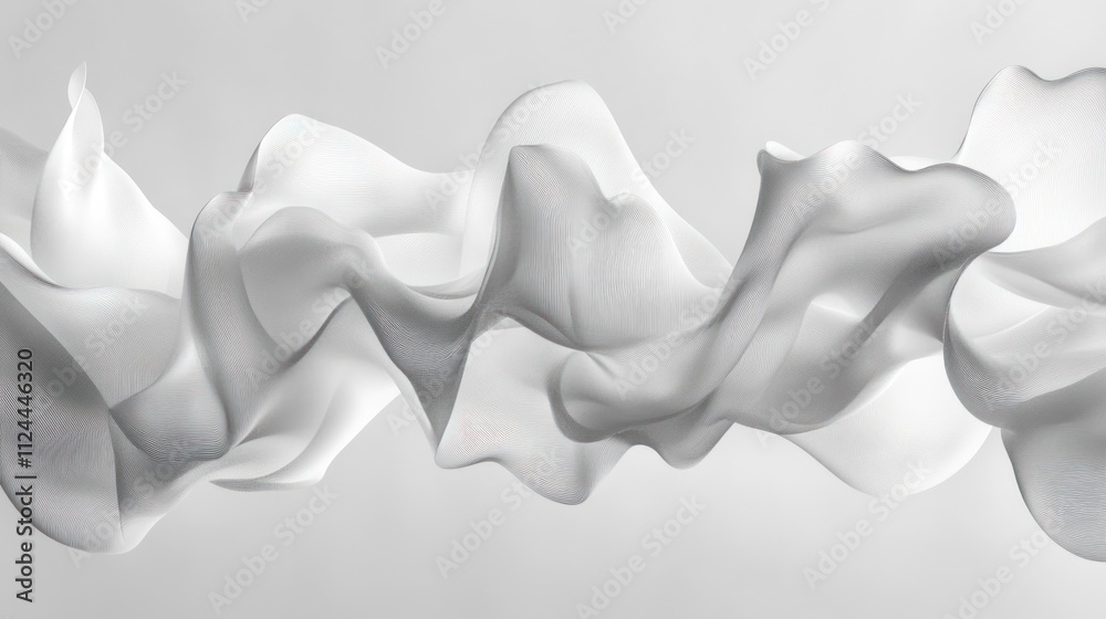 Abstract flowing white fabric on a light background 